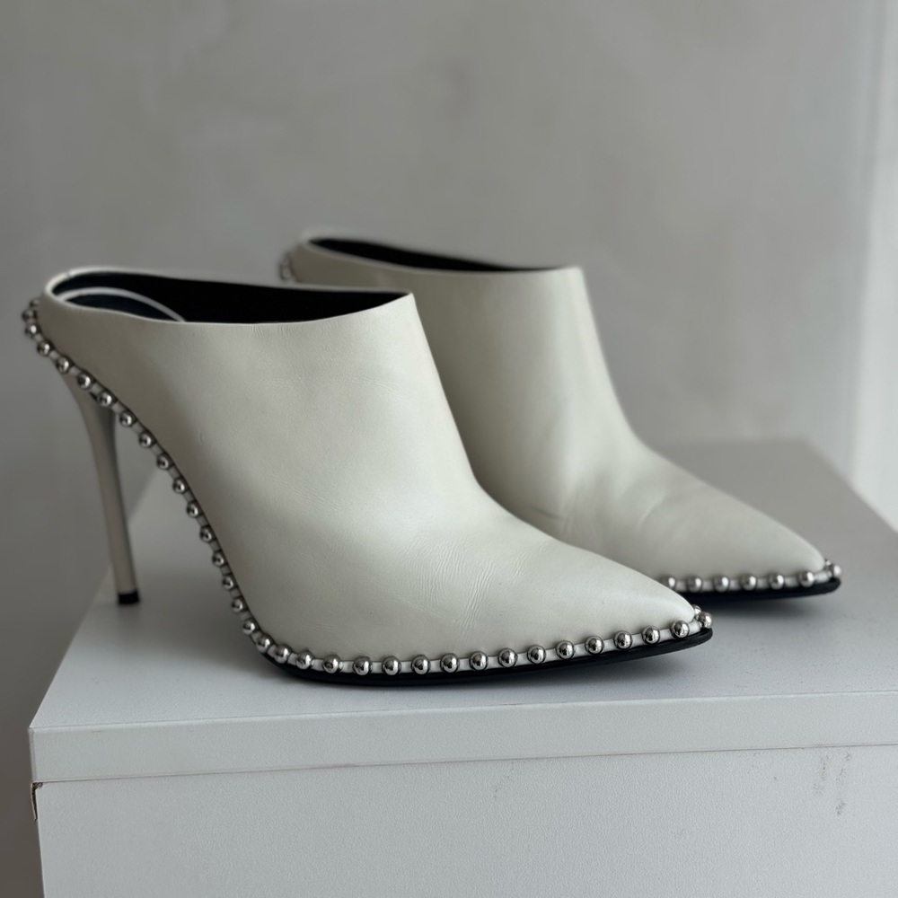 Alexander Wang White Studded Mules